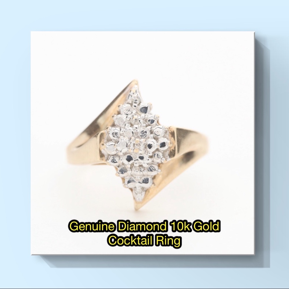 10k Gold Diamond Cocktail Ring Estate Piece